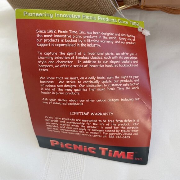 Bacchus Picnic Time Insulated Wicker Wine Basket Carrier Set with Strap - NWT - Picture 8 of 9